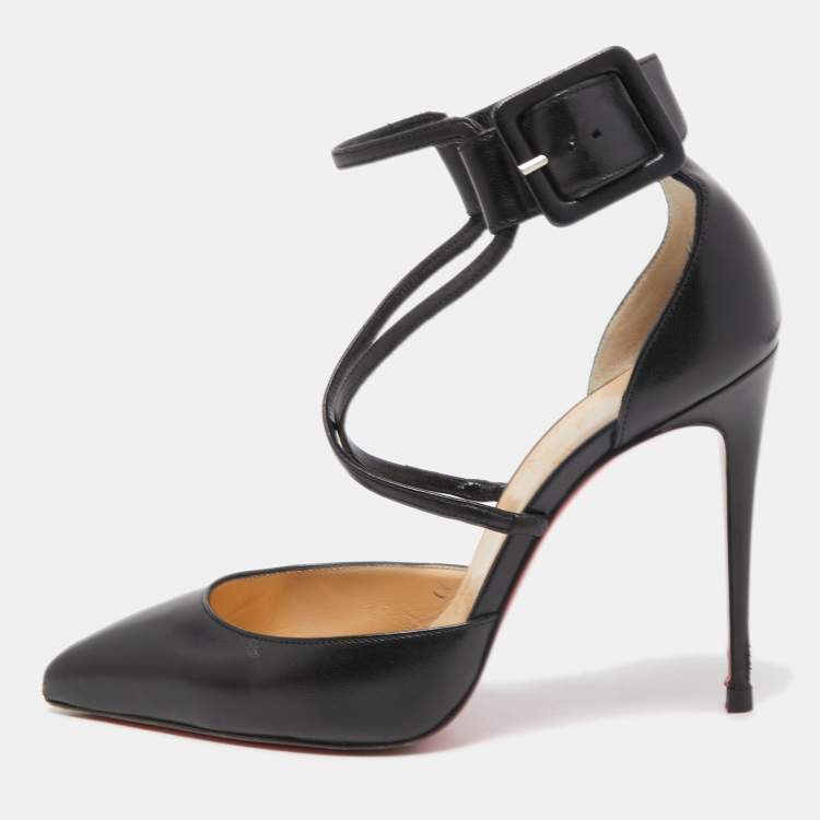 Pre Owned Christian Louboutin Black Leather Suzanna Pumps Size 36