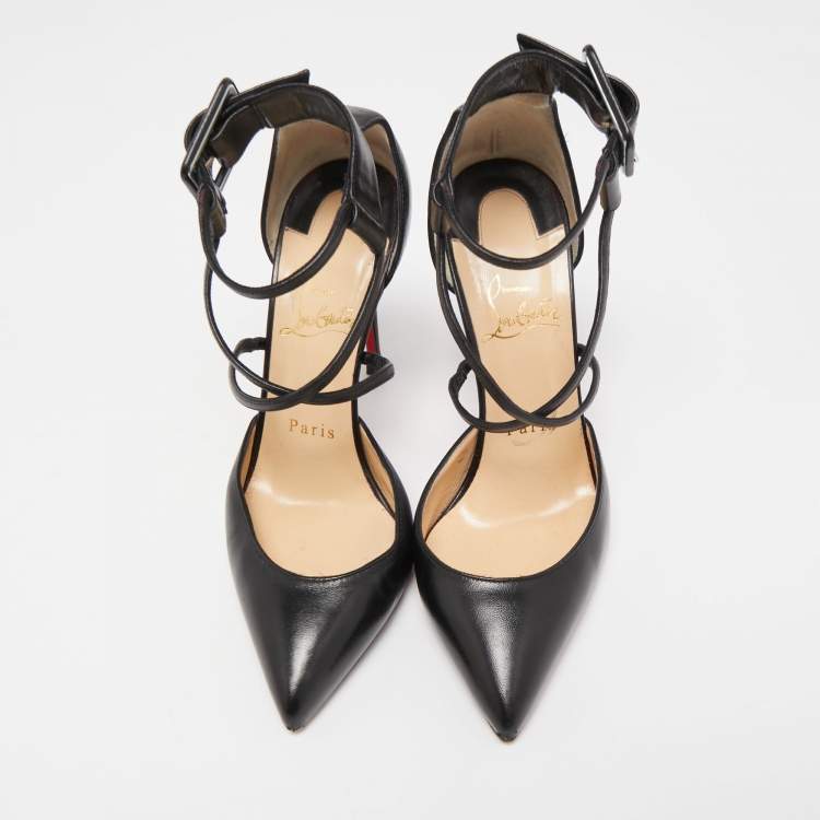 Pre Owned Christian Louboutin Black Leather Suzanna Pumps Size 36
