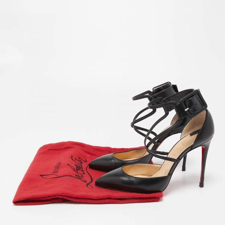 Pre Owned Christian Louboutin Black Leather Suzanna Pumps Size 36