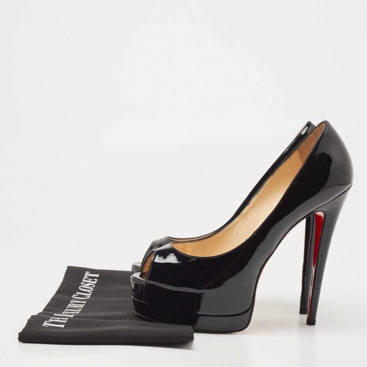 Pre Owned Christian Louboutin Black Patent Altadama Pumps Size 38.5
