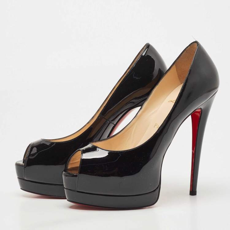 Pre Owned Christian Louboutin Black Patent Altadama Pumps Size 38.5