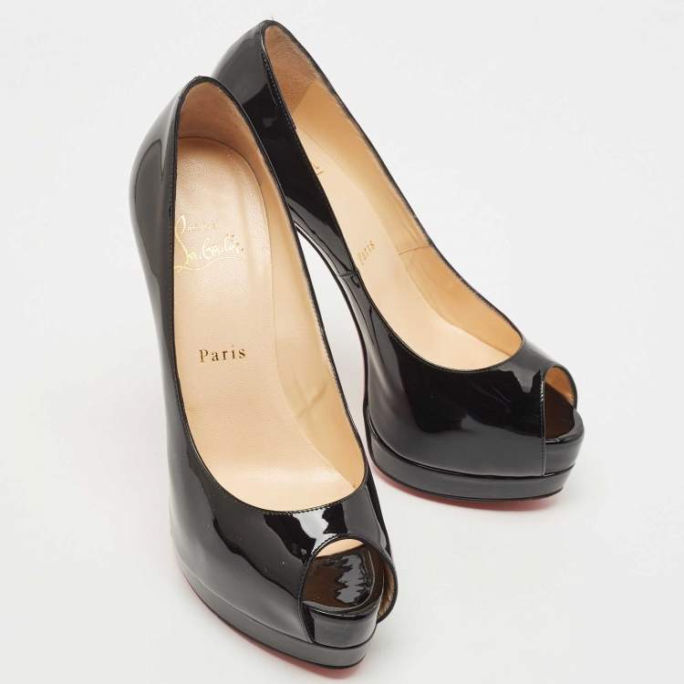 Pre Owned Christian Louboutin Black Patent Altadama Pumps Size 38.5