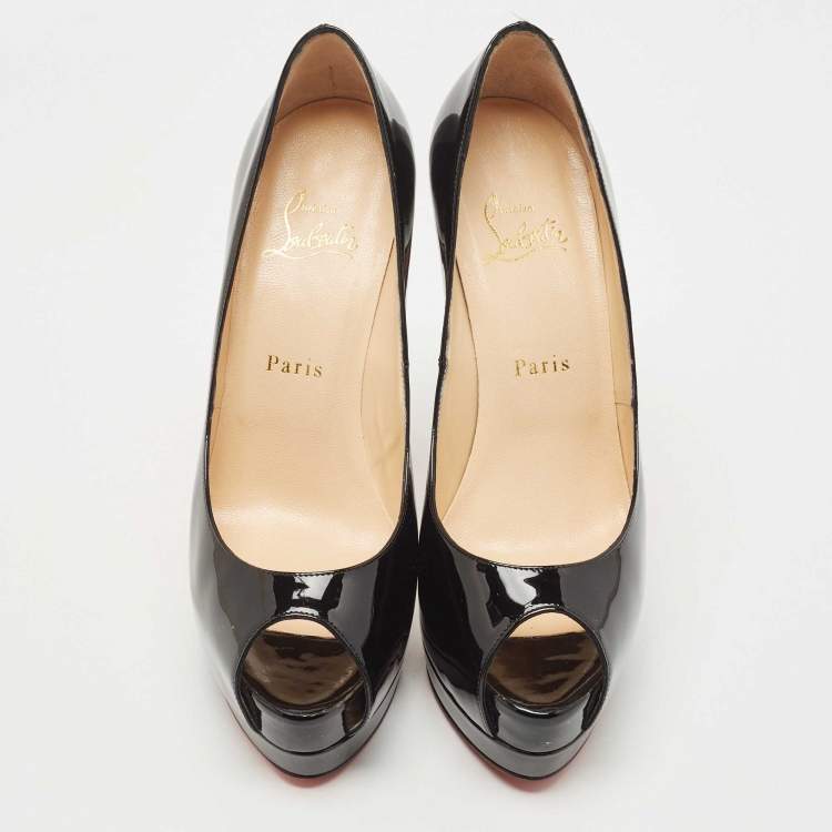 Pre Owned Christian Louboutin Black Patent Altadama Pumps Size 38.5