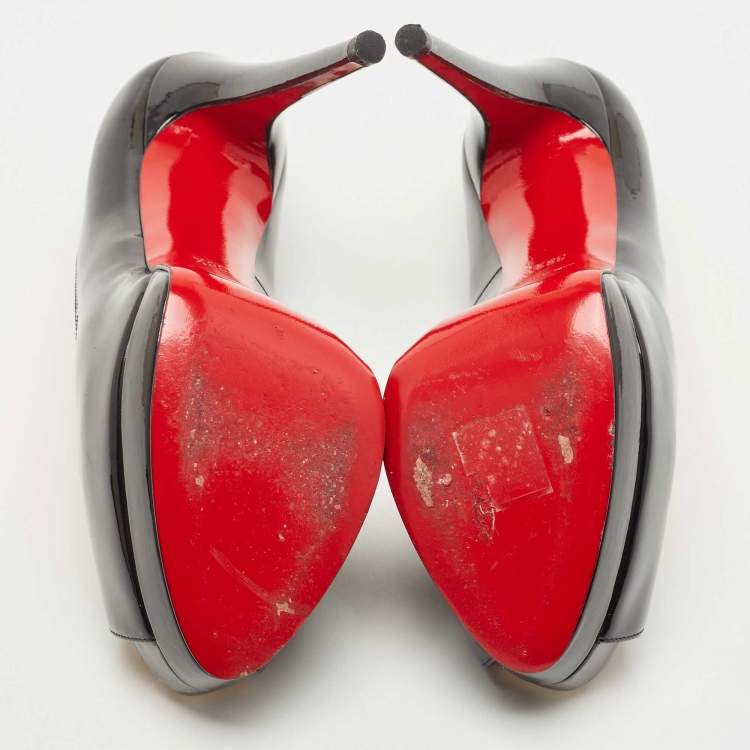 Pre Owned Christian Louboutin Black Patent Altadama Pumps Size 38.5