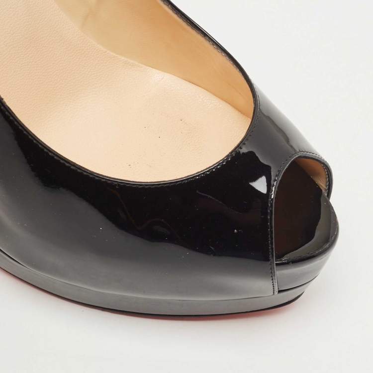 Pre Owned Christian Louboutin Black Patent Altadama Pumps Size 38.5