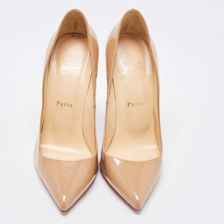 Pre Owned Christian Louboutin Beige Patent Leather So Kate Pumps Size 37.5