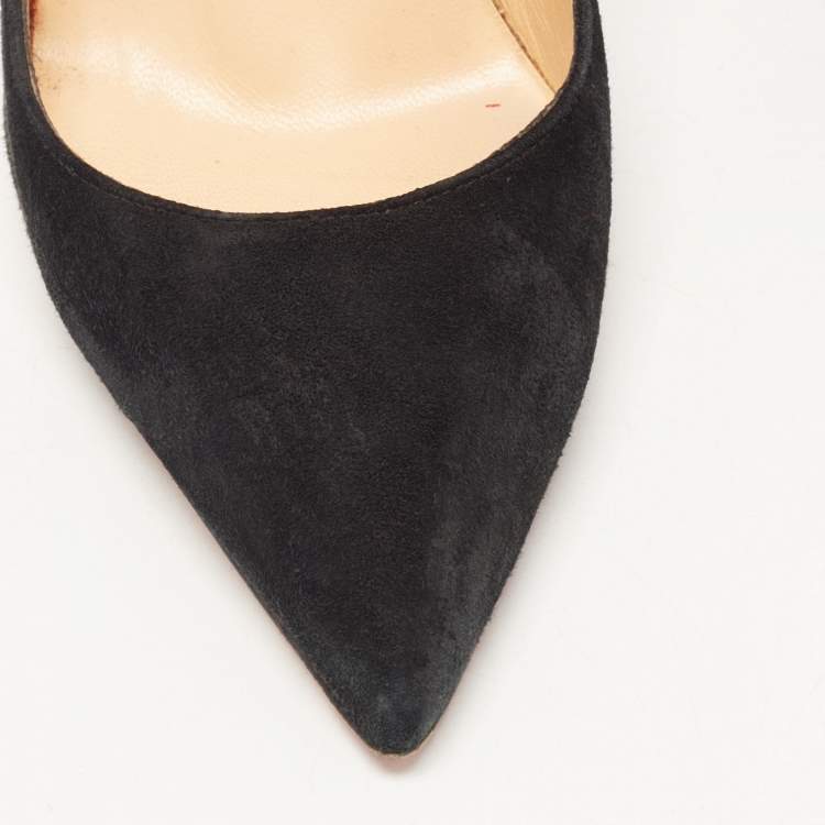 Pre Owned Christian Louboutin Black Suede Pigalle Pumps Size 37.5