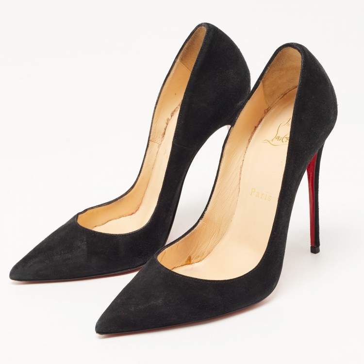 Pre Owned Christian Louboutin Black Suede Pigalle Pumps Size 37.5