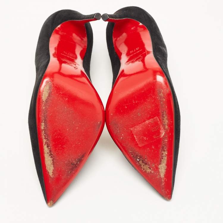 Pre Owned Christian Louboutin Black Suede Pigalle Pumps Size 37.5