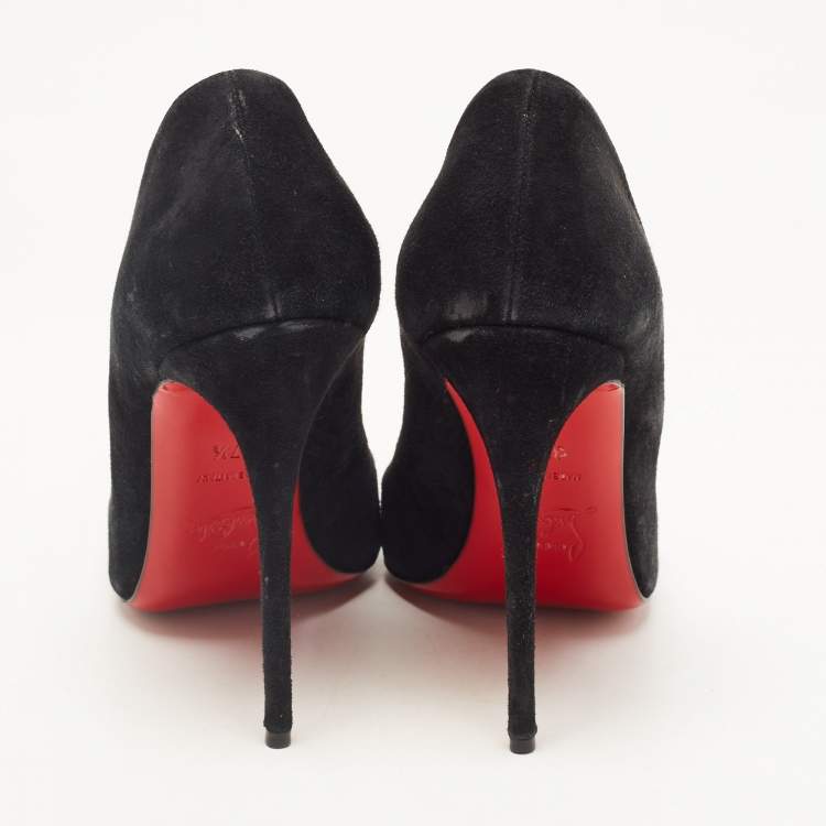 Pre Owned Christian Louboutin Black Suede Pigalle Pumps Size 37.5