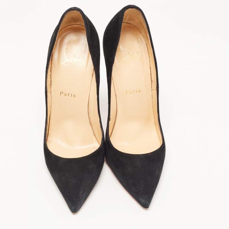 Pre Owned Christian Louboutin Black Suede Pigalle Pumps Size 37.5