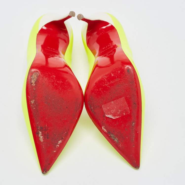 Pre Owned Christian Louboutin Green Leather So Kate Pumps Size 37.5