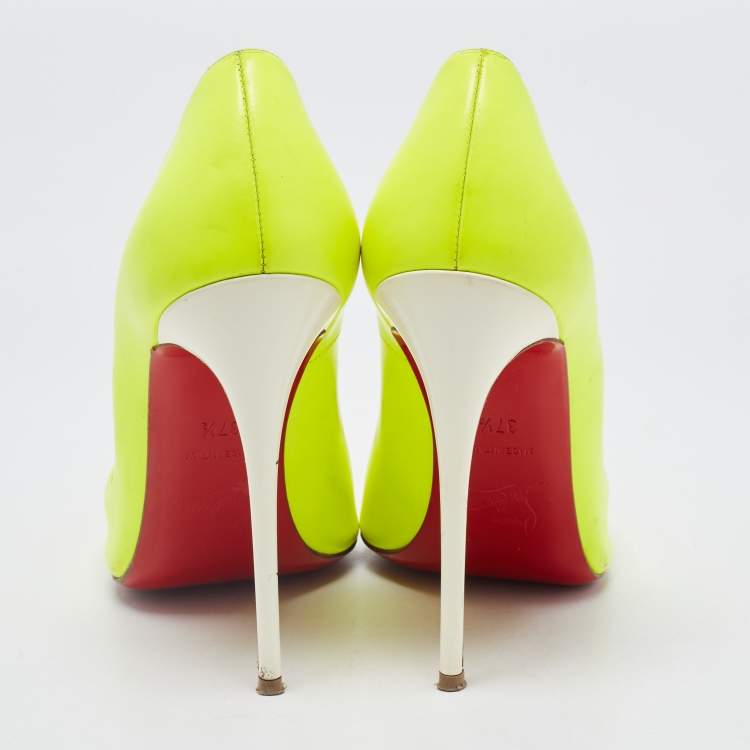 Pre Owned Christian Louboutin Green Leather So Kate Pumps Size 37.5
