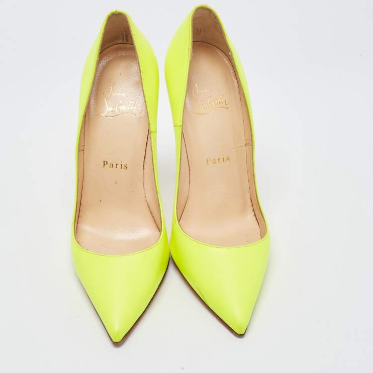 Pre Owned Christian Louboutin Green Leather So Kate Pumps Size 37.5