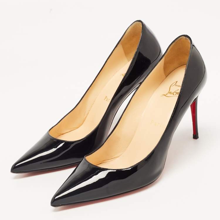 Pre Owned Christian Louboutin Black Patent  Pigalle Pointed Toe Pumps Size 37
