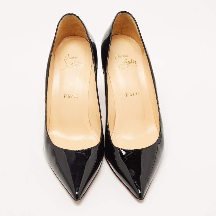 Pre Owned Christian Louboutin Black Patent  Pigalle Pointed Toe Pumps Size 37