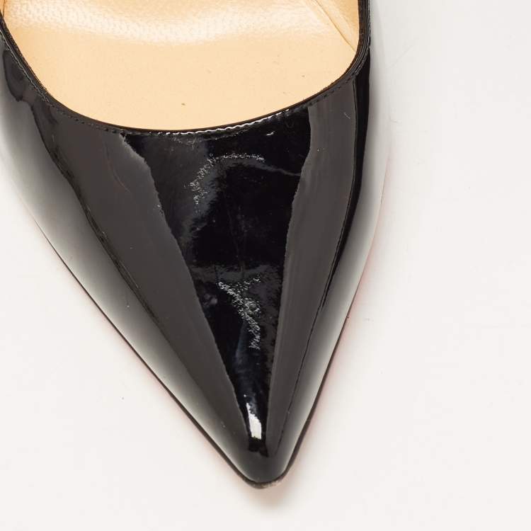 Pre Owned Christian Louboutin Black Patent  Pigalle Pointed Toe Pumps Size 37