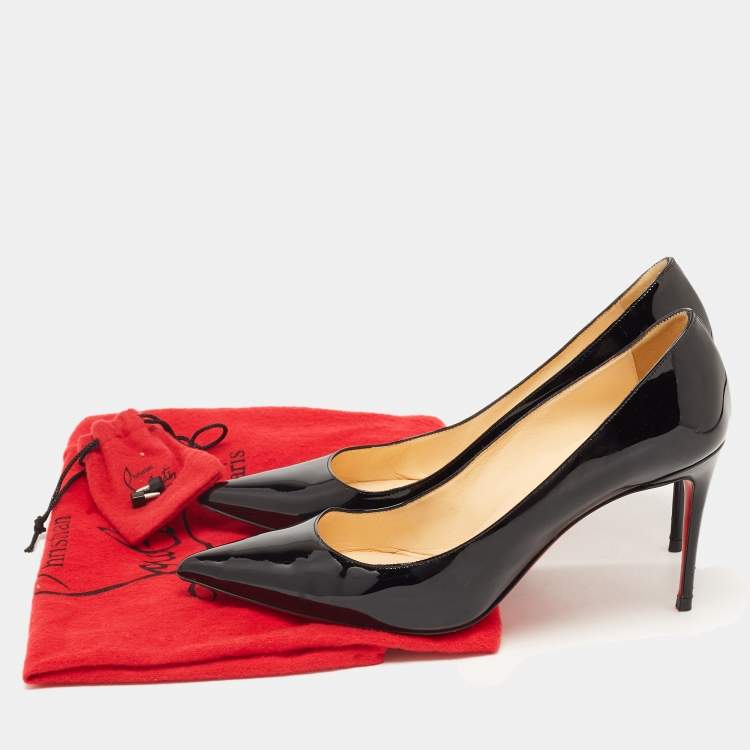 Pre Owned Christian Louboutin Black Patent  Pigalle Pointed Toe Pumps Size 37