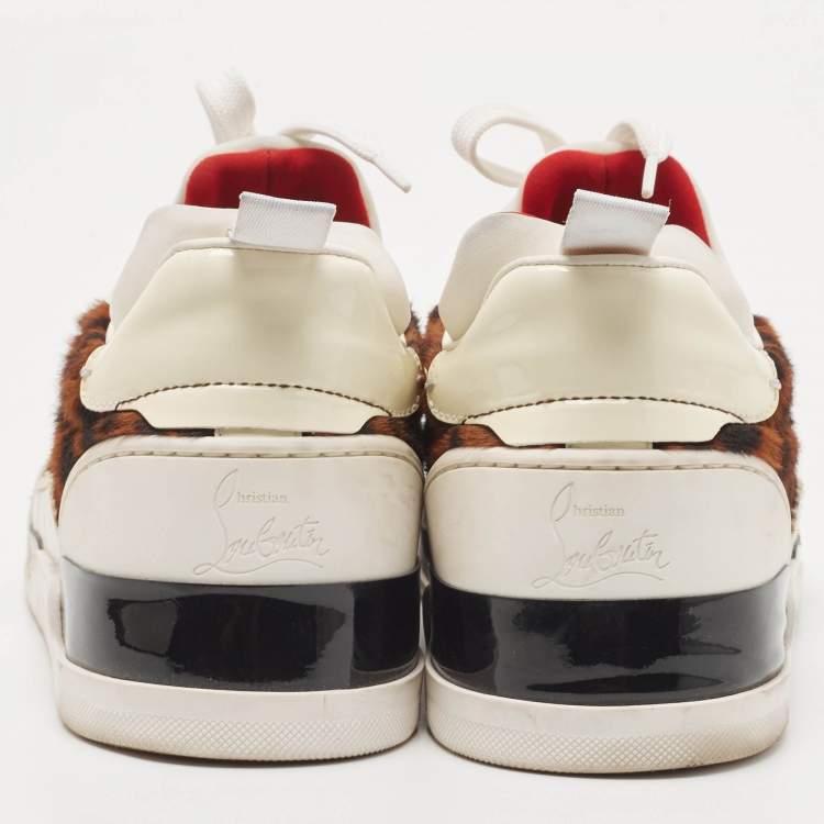Pre Owned Christian Louboutin Multicolor Calf Hair and Patent Aurelien Sneakers Size 38