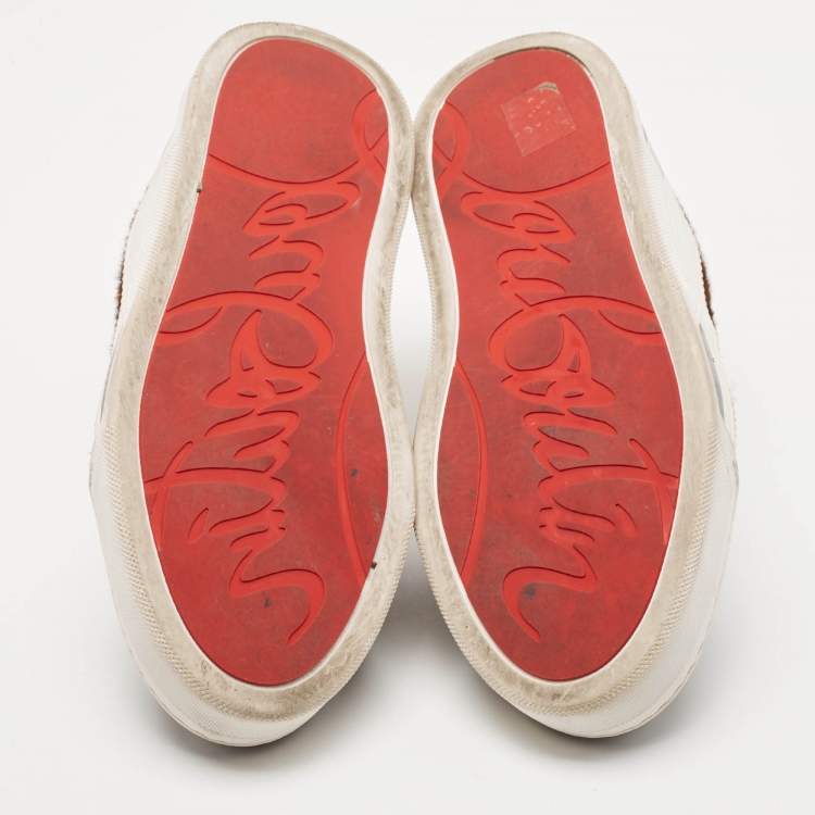 Pre Owned Christian Louboutin Multicolor Calf Hair and Patent Aurelien Sneakers Size 38