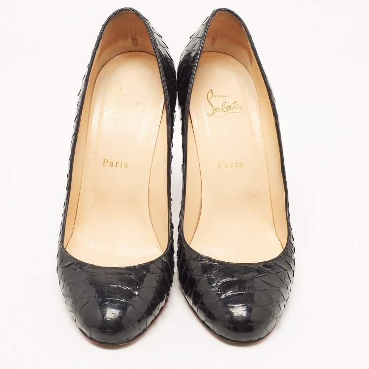 Pre Owned Christian Louboutin Black Python Fifi Pumps Size 40