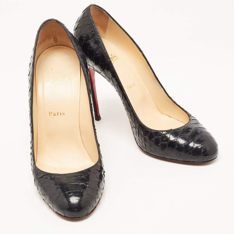 Pre Owned Christian Louboutin Black Python Fifi Pumps Size 40
