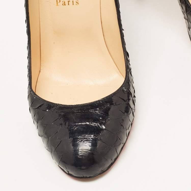 Pre Owned Christian Louboutin Black Python Fifi Pumps Size 40