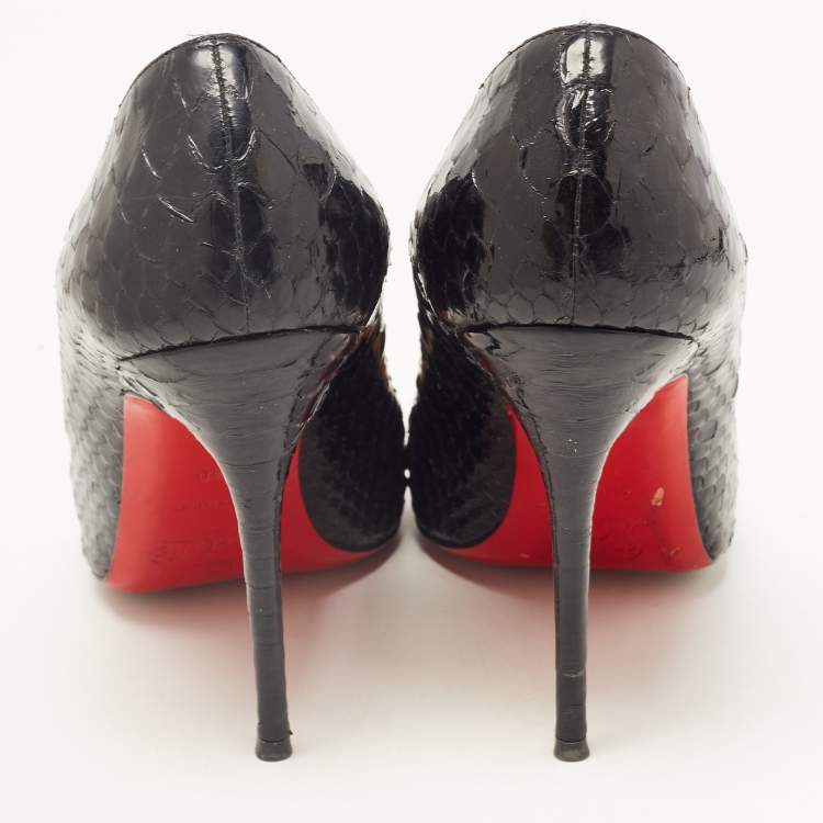 Pre Owned Christian Louboutin Black Python Fifi Pumps Size 40