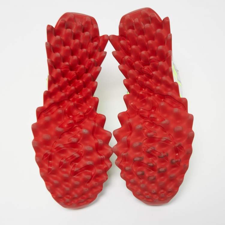 Pre Owned Christian Louboutin Tricolor Leather and Mesh Spiked Loubishark Sneakers Size 38