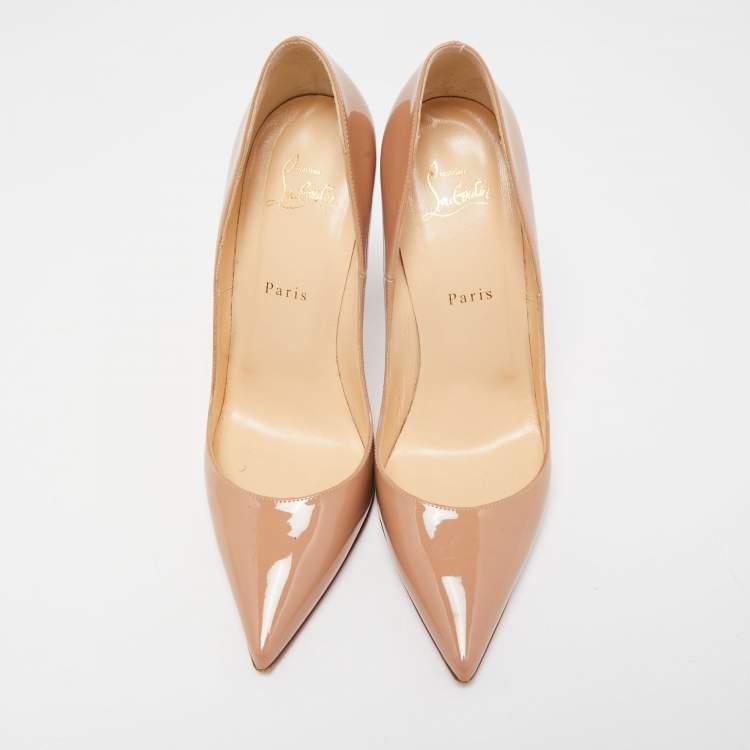 Pre Owned Christian Louboutin Beige Patent So Kate Pumps Size 40