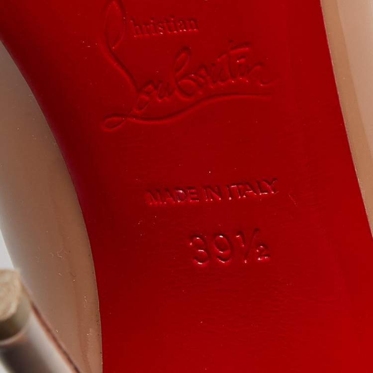 Pre Owned Christian Louboutin Beige Patent  So Kate Pumps Size 39.5