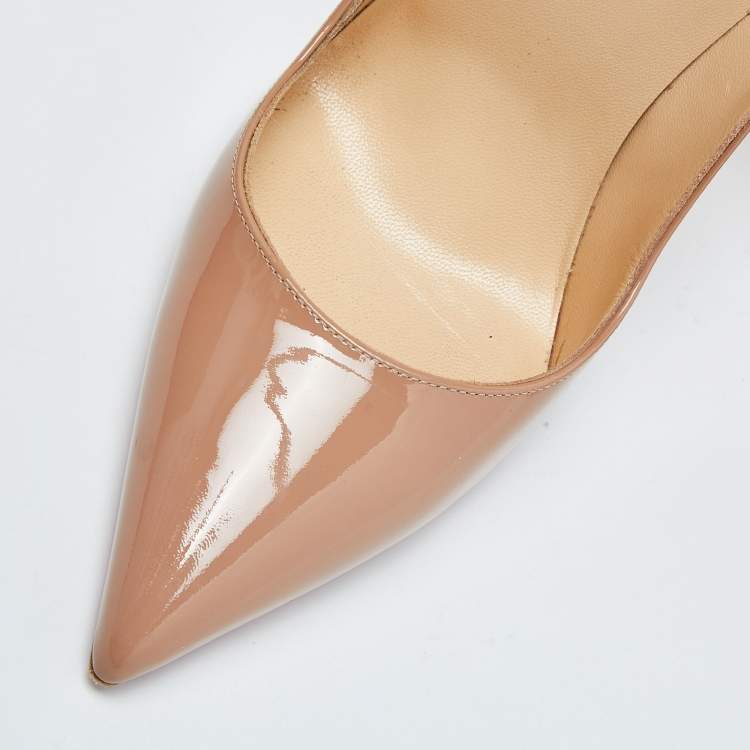 Pre Owned Christian Louboutin Beige Patent  So Kate Pumps Size 39.5