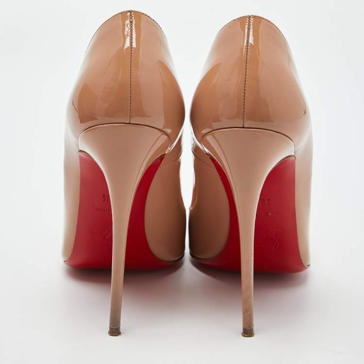 Pre Owned Christian Louboutin Beige Patent  So Kate Pumps Size 39.5