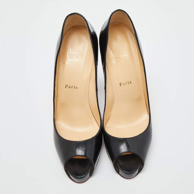 Pre Owned Christian Louboutin Black Patent Leather Very Prive Pumps Size 41
