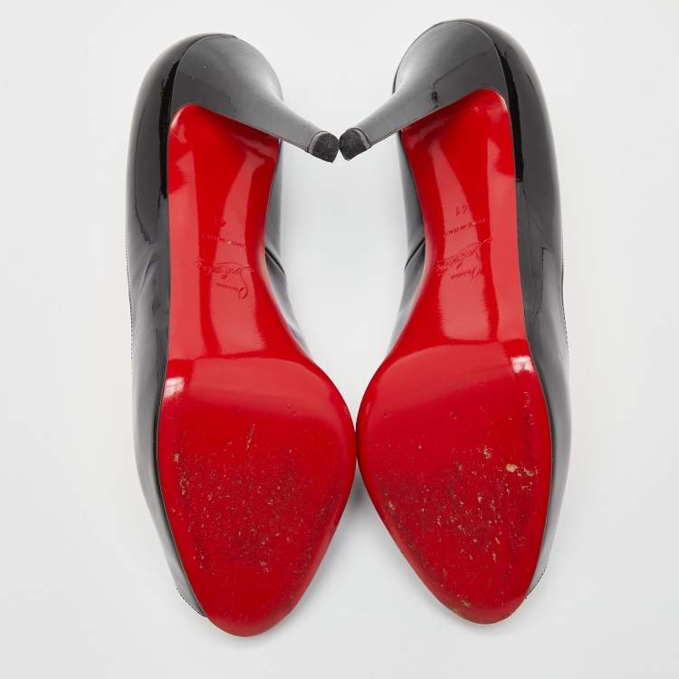 Pre Owned Christian Louboutin Black Patent Leather Very Prive Pumps Size 41