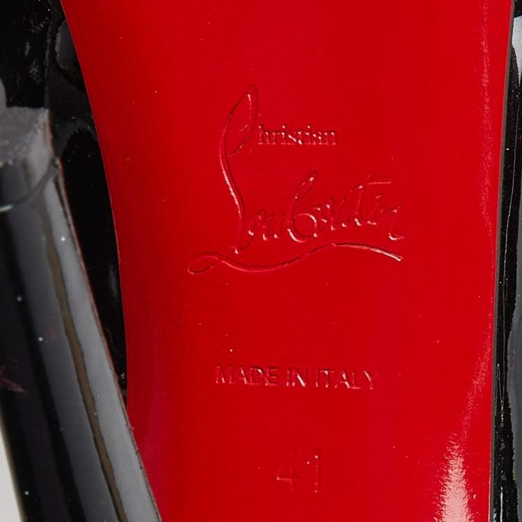 Pre Owned Christian Louboutin Black Patent Leather Very Prive Pumps Size 41