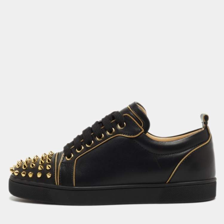 ChrIstian Louboutin Black Leather Louis Junior Spikes Sneakers