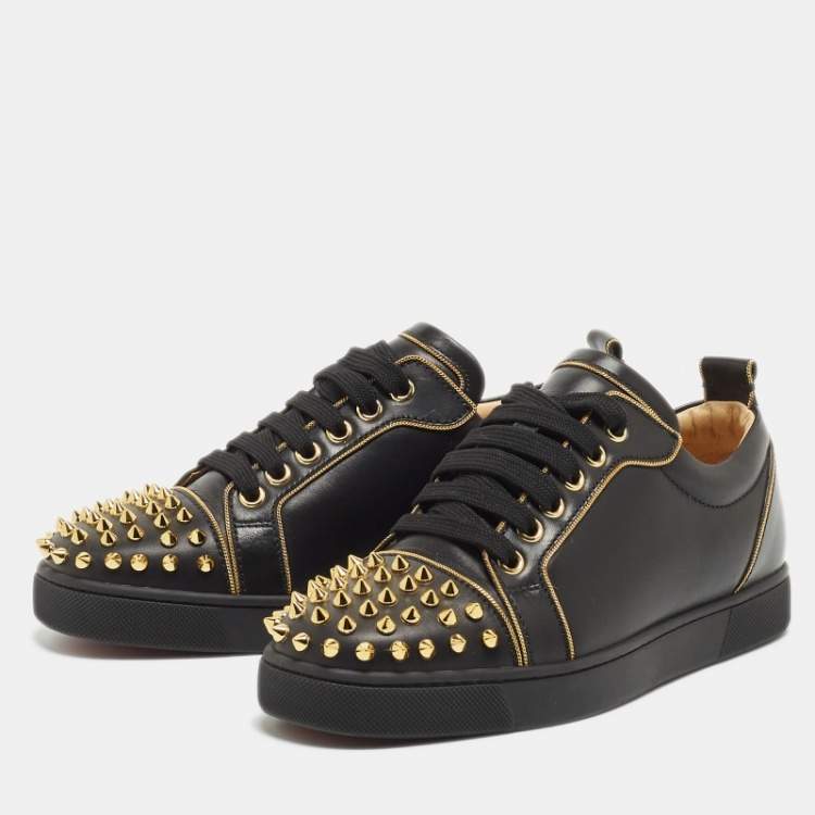 Christian Louboutin Louis Junior Spike-embellished Suede Trainers In Black