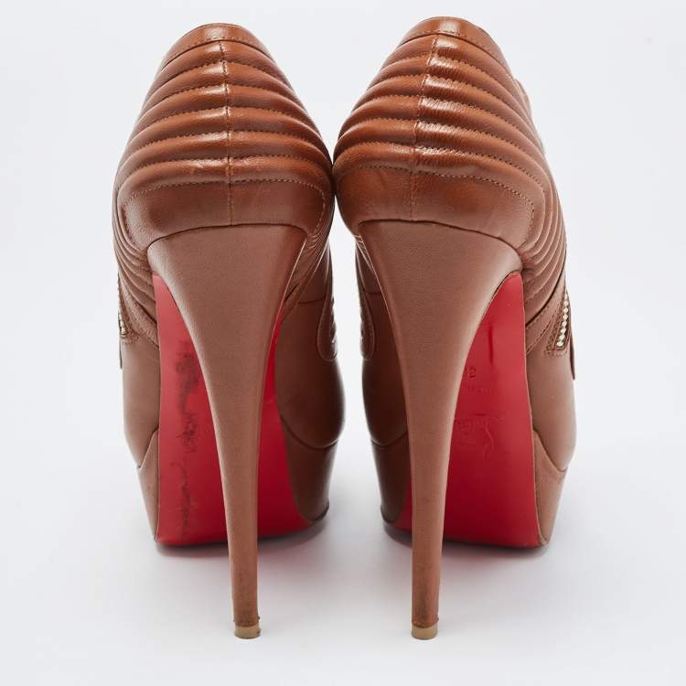 مملوكة مسبقًا Christian Louboutin Brown Leather Futura Ankle Boots Size 38
