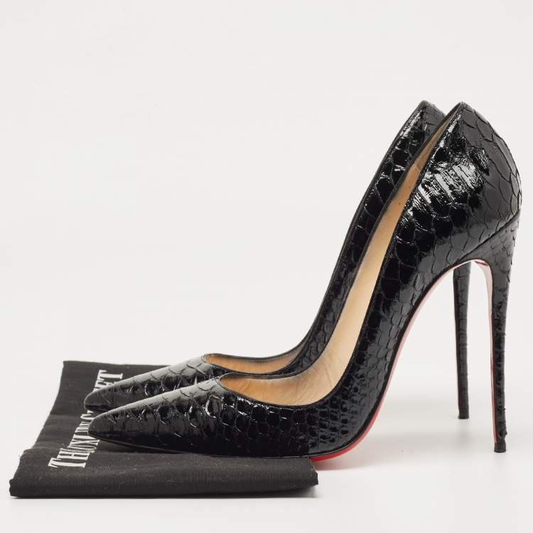 Pre Owned Christian Louboutin Black  Python So Kate Pointed Toe Pump Size 41