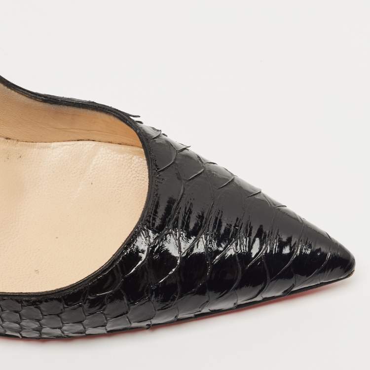 Pre Owned Christian Louboutin Black  Python So Kate Pointed Toe Pump Size 41