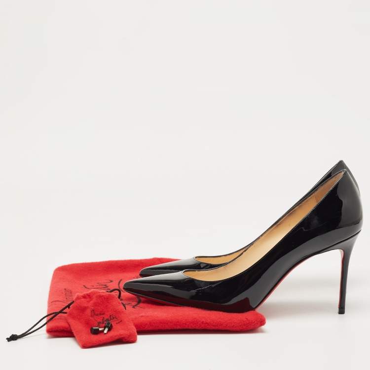 Pre Owned Christian Louboutin Black Patent Pigalle Pumps Size 38