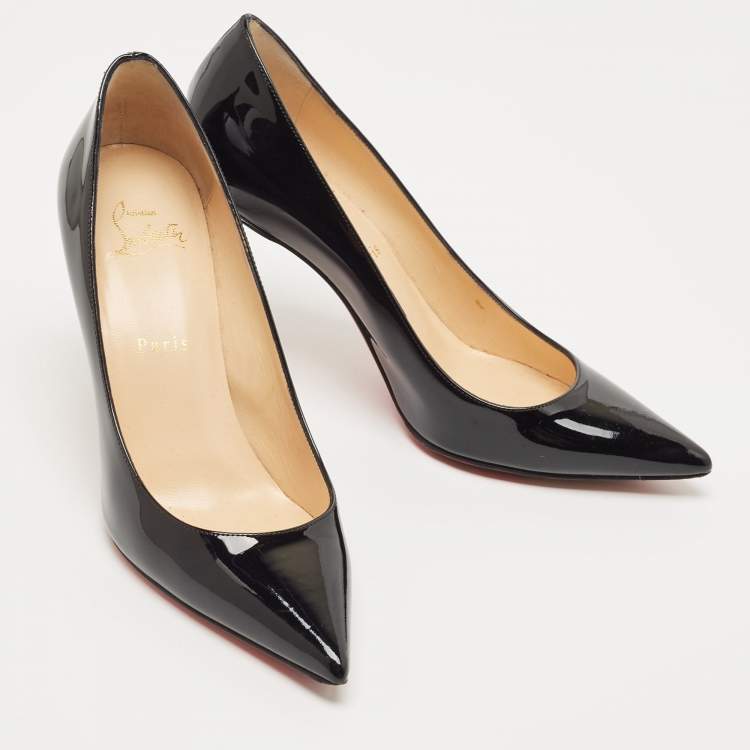 Pre Owned Christian Louboutin Black Patent Pigalle Pumps Size 38