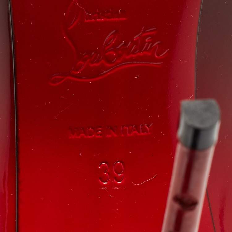 Pre Owned Christian Louboutin Red/Black Ombre Patent Leather Kate Pumps Size 39