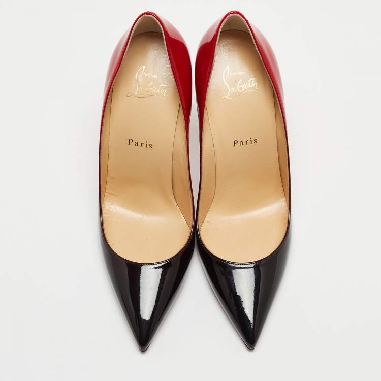 Pre Owned Christian Louboutin Red/Black Ombre Patent Leather Kate Pumps Size 39