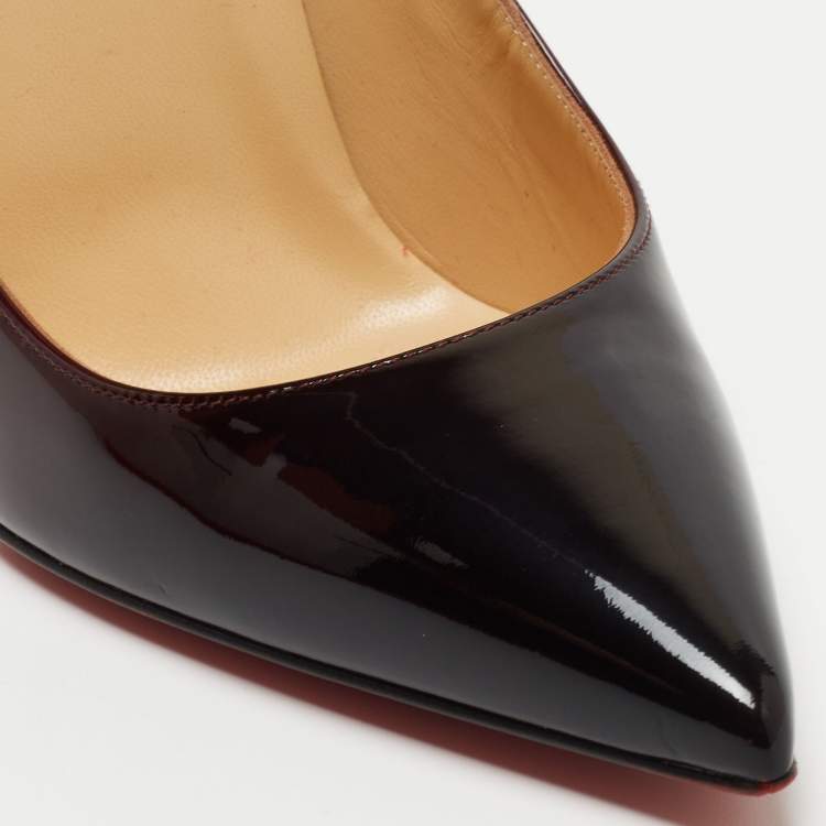 Pre Owned Christian Louboutin Red/Black Ombre Patent Leather Kate Pumps Size 39