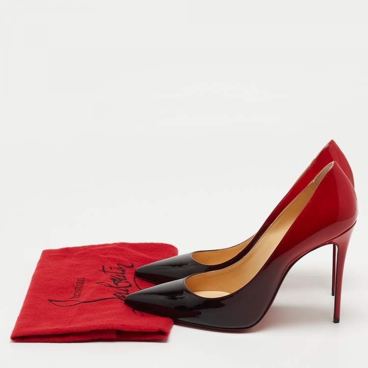 Pre Owned Christian Louboutin Red/Black Ombre Patent Leather Kate Pumps Size 39