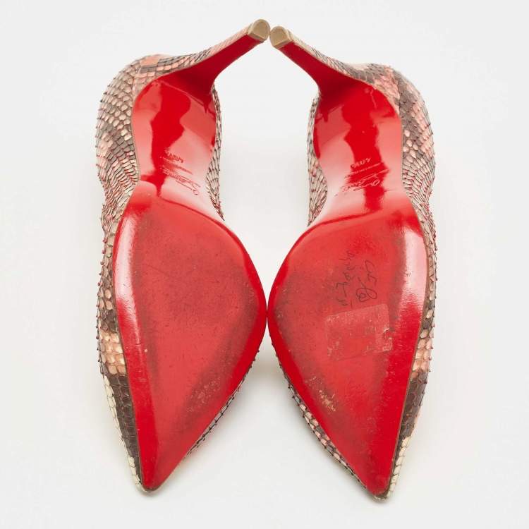 Pre Owned Christian Louboutin Multicolor Python Leather So Kate Pointed Toe Pumps Size 40.5