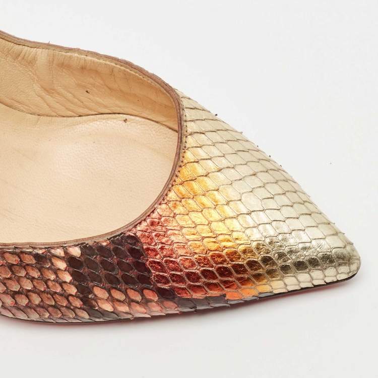 Pre Owned Christian Louboutin Multicolor Python Leather So Kate Pointed Toe Pumps Size 40.5