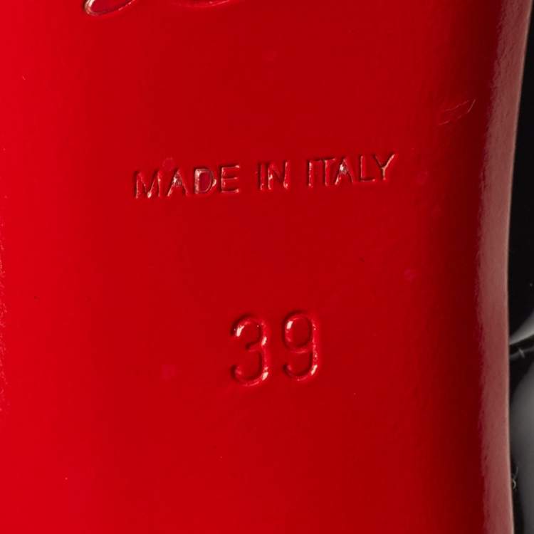 Pre Owned Christian Louboutin Black Patent Private Number Pumps Size 39